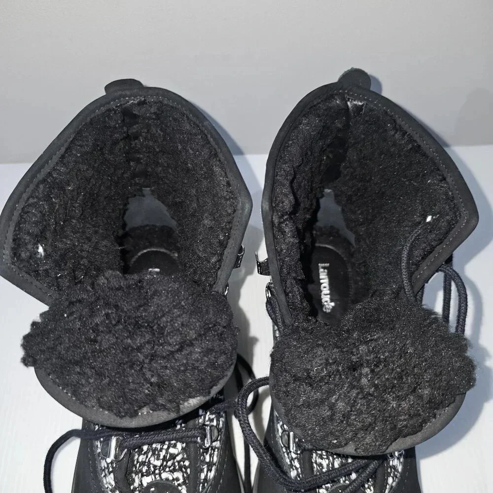 Larroude Black and White Tweed Lace-Up Ankle Booties - Picture 7 of 12